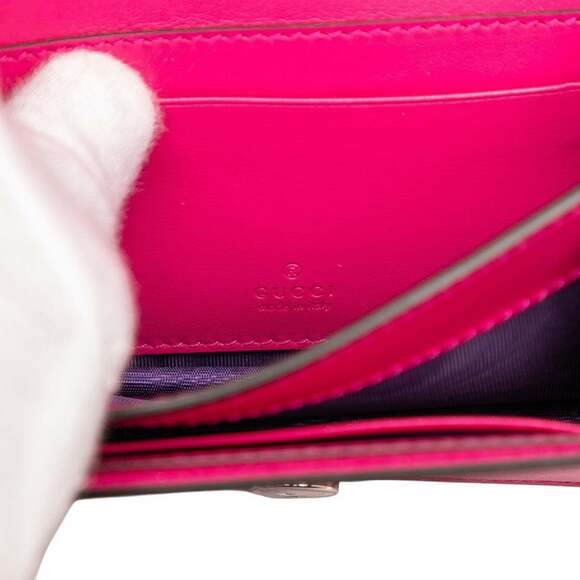 GUCCI Authentic Pink Leather GG Marmont Shoulder Bag - Picture 5 of 6